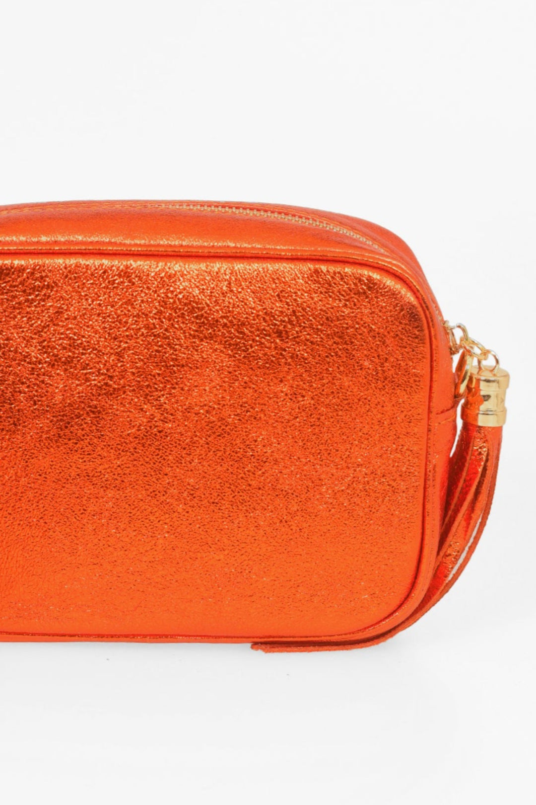Metallic Burnt Orange Genuine Italian Leather Camera Bag
