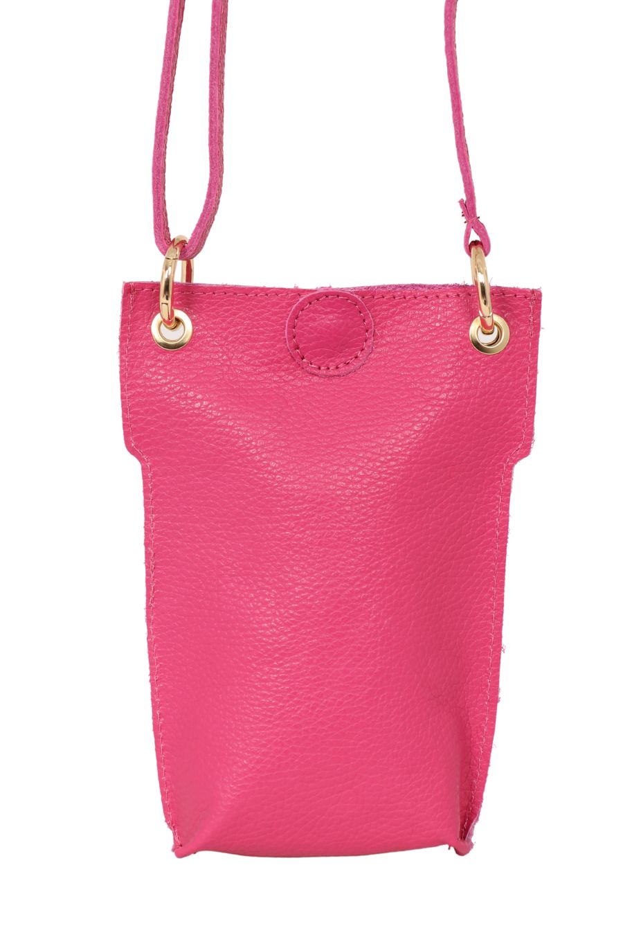 Raspberry Genuine Italian Leather Crossbody Phone Pouch