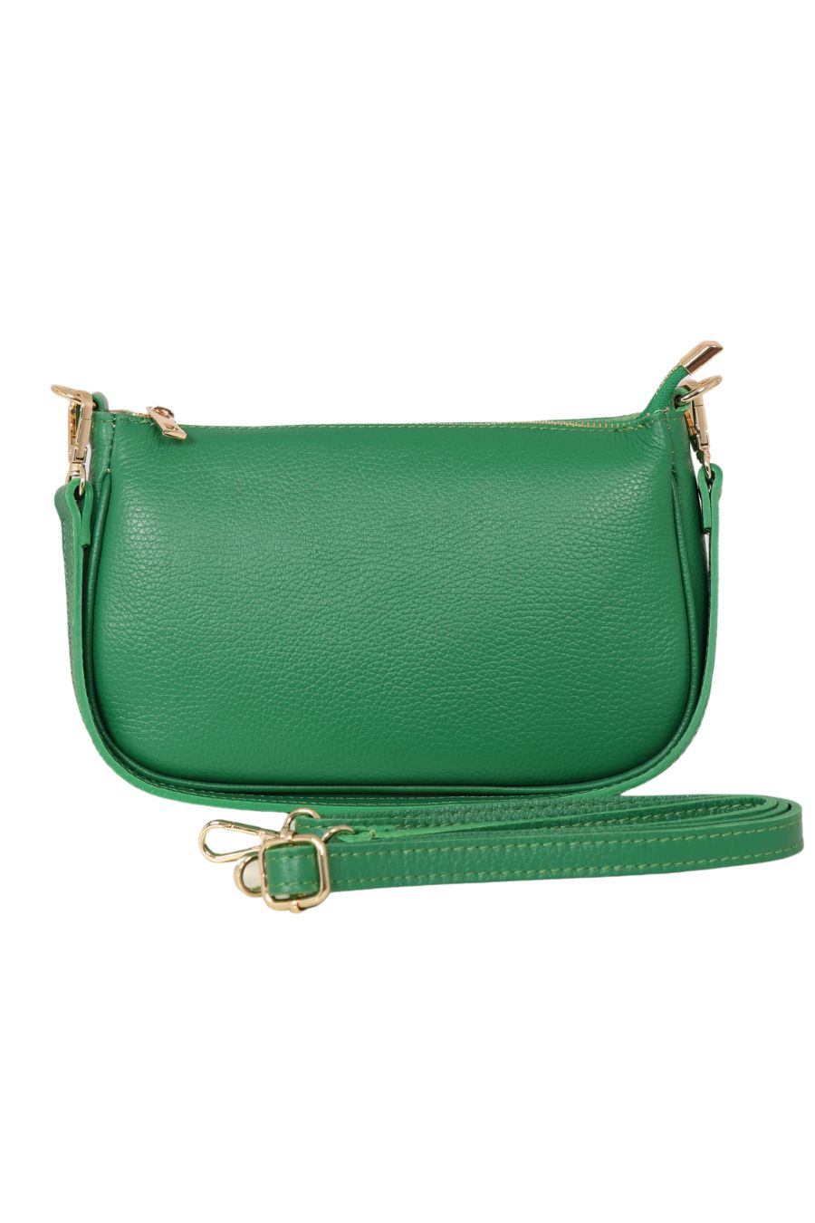 showing both matching straps which come with this green shoulder bag