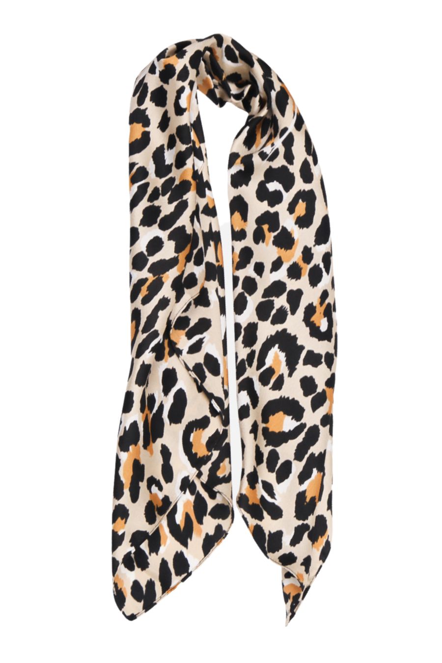 Leopard Print Faux Silk Square Scarf in Cream