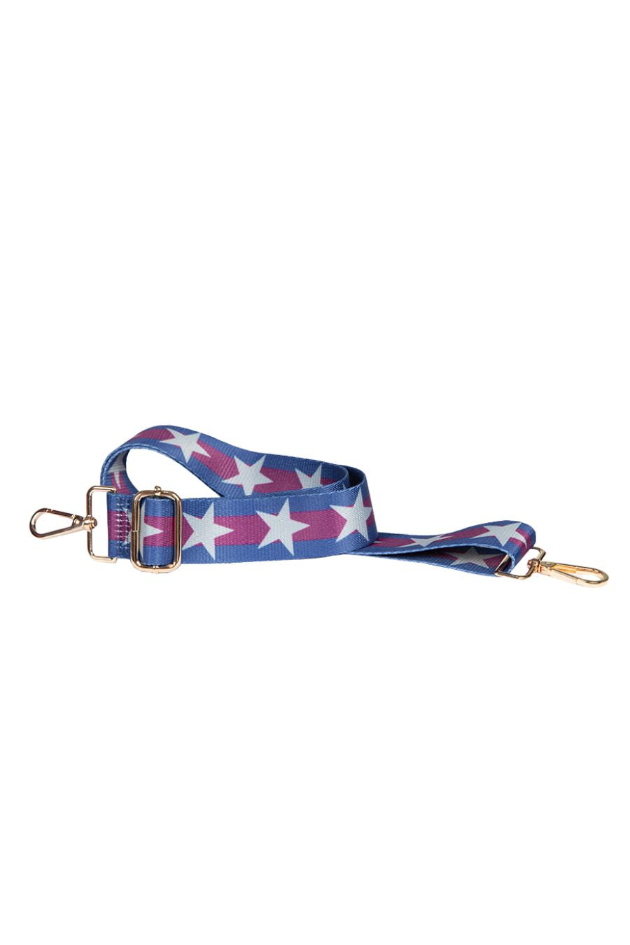 Blue Fuchsia Double Stripe and Large Star Print Bag Strap