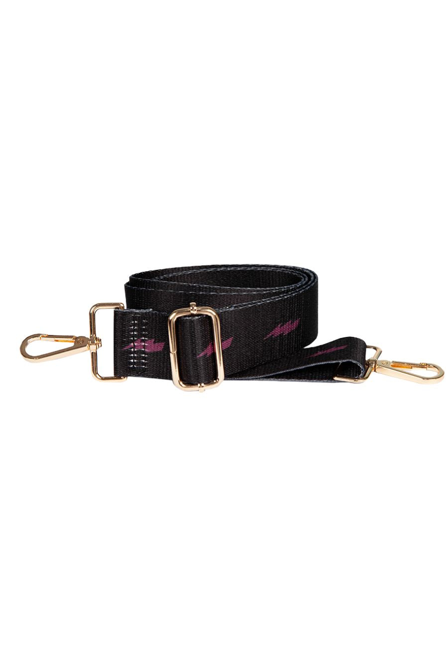 Black Purple Bag Strap With Lightning Bolt Print