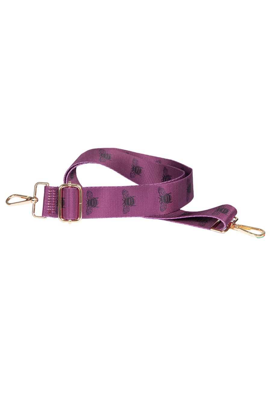 Fuchsia Black Bag Strap With Bee Print