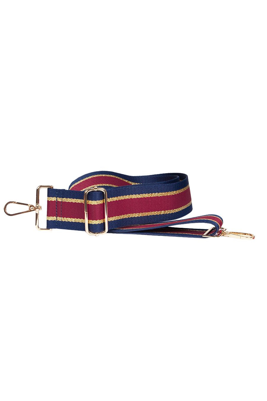 Navy Blue Red Striped Bag Strap With Glitter