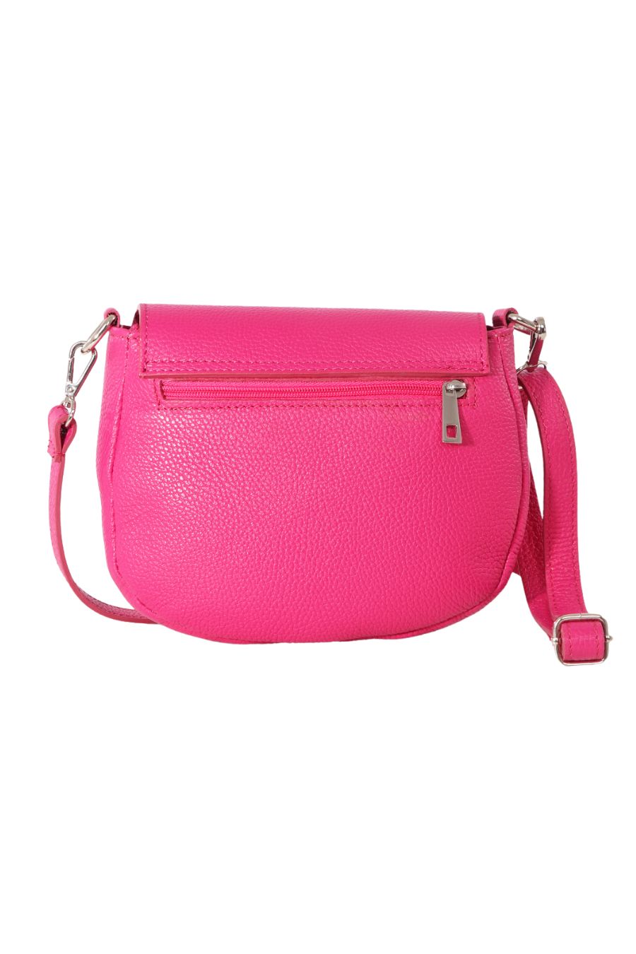 Cassandra - Italian Leather Crescent Crossbody - Raspberry, Pebbled