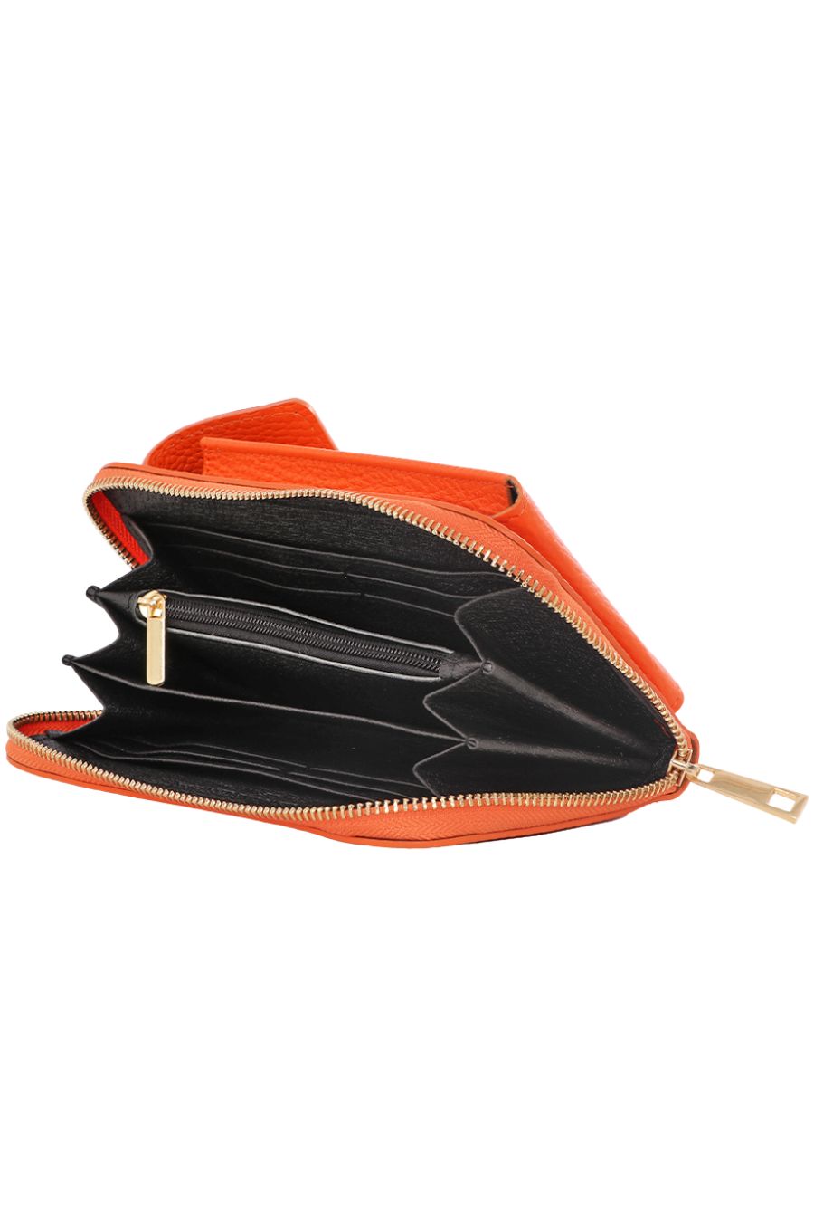 Orange Genuine Italian Leather Mobile Phone Wallet Combo Bag