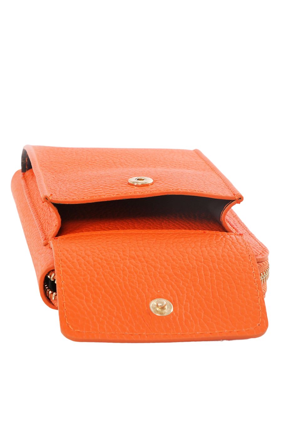 Orange Genuine Italian Leather Mobile Phone Wallet Combo Bag