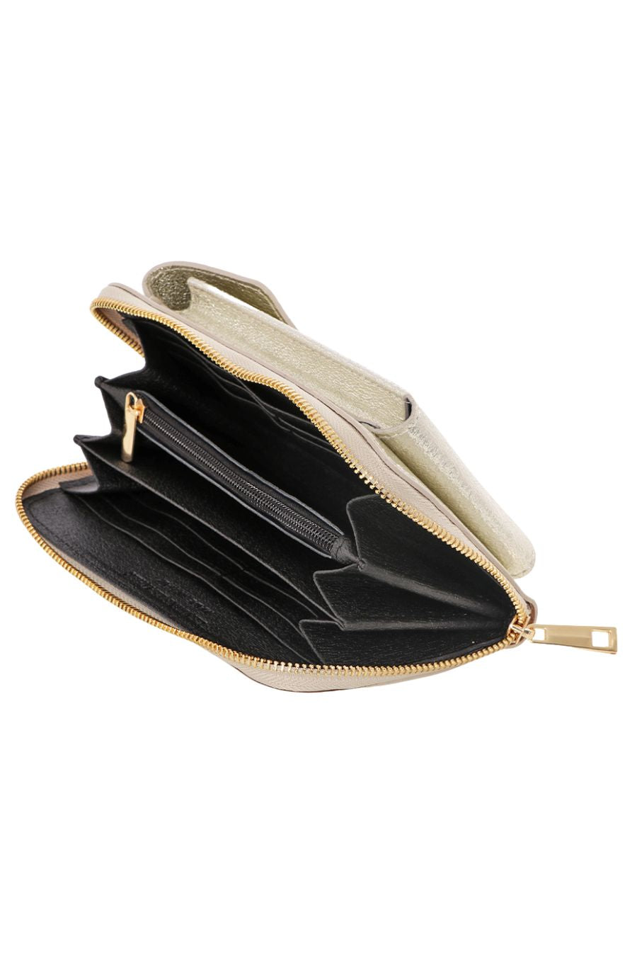 Gold Genuine Italian Leather Mobile Phone Wallet Combo Bag