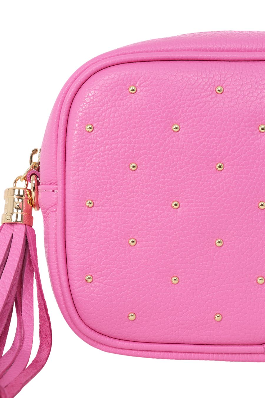 Hot Pink Genuine Italian Leather Gold Stud Detail Camera Bag
