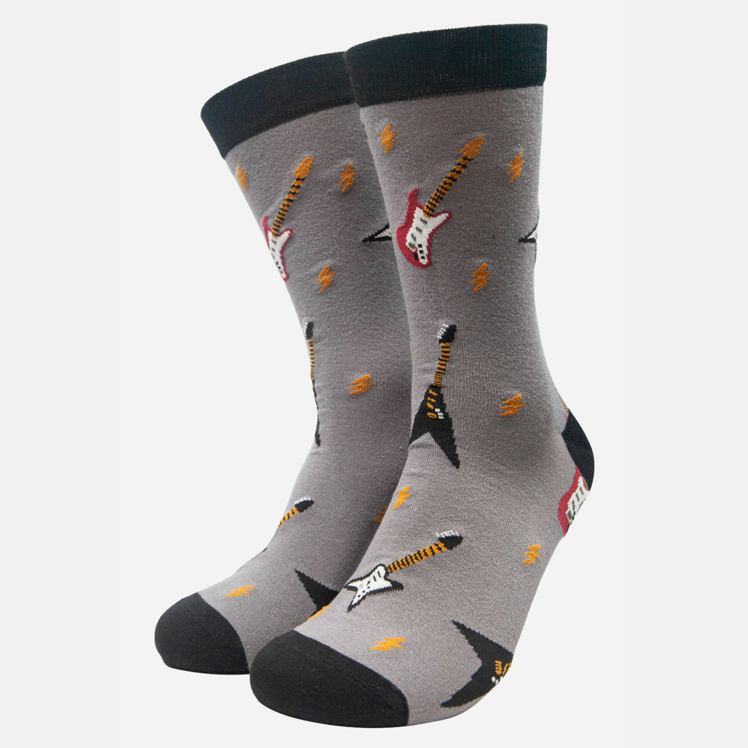 mens-socks-gift-box-black-rock-band-grey-guitars
