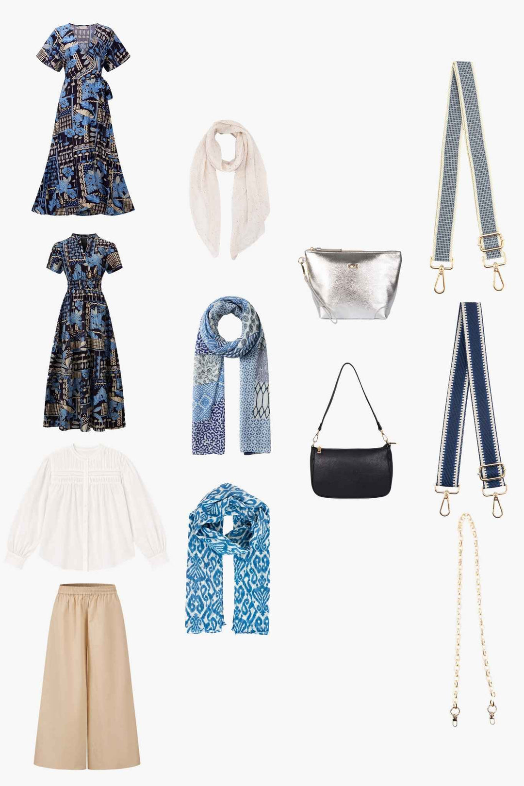 Mixed Print Fashion & Accessories Bundle in Blue/Cream