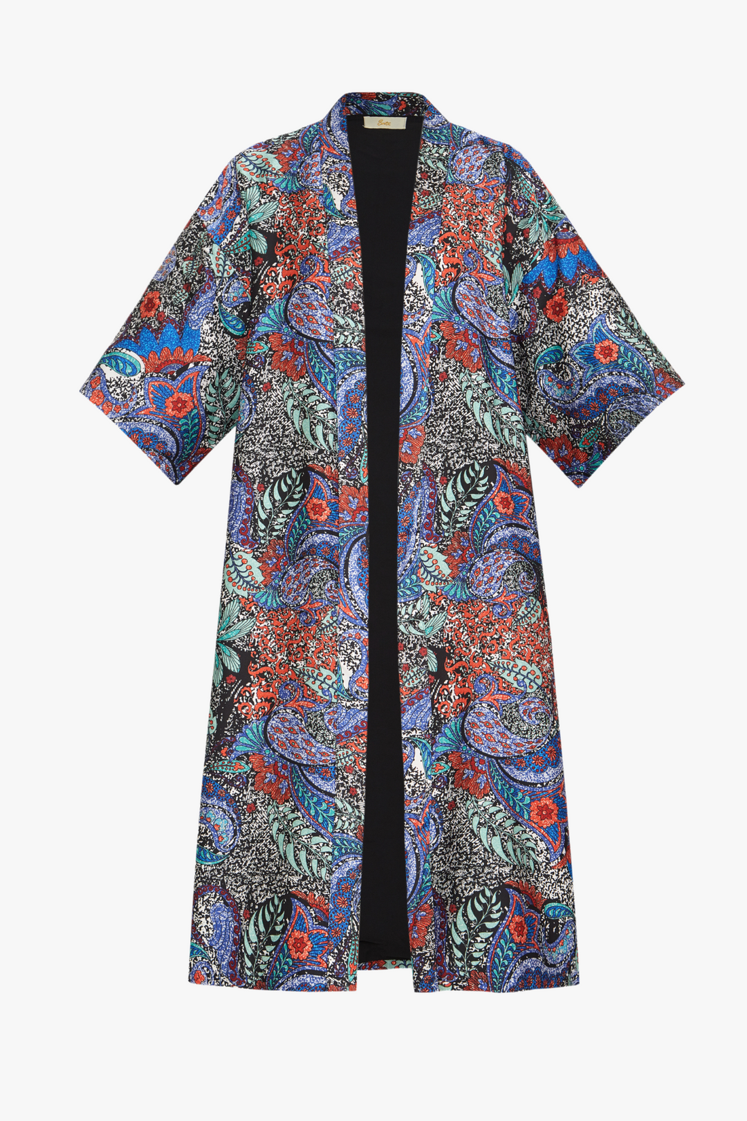 Blue Lined Paisley Print Kimono