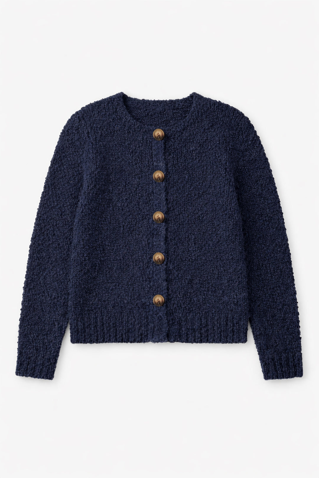 Collins Wool Blend Cardigan - Navy Blue, Boucle