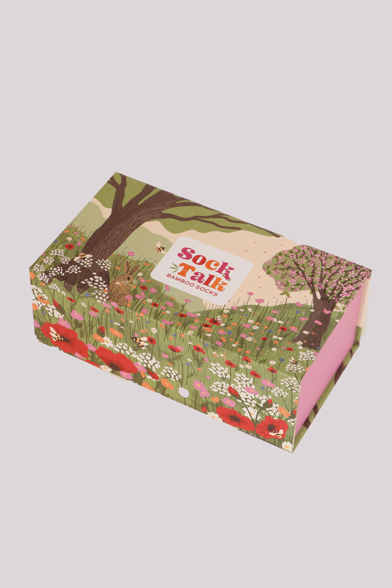 Green Red Meadow Scene Sock Talk Gift Box (Box Only)