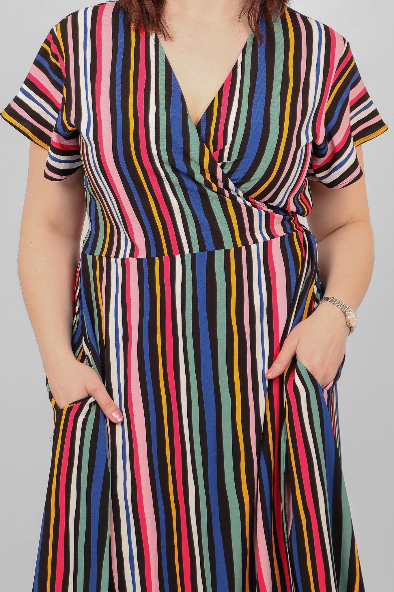 Rainbow stripe hot sale wrap dress