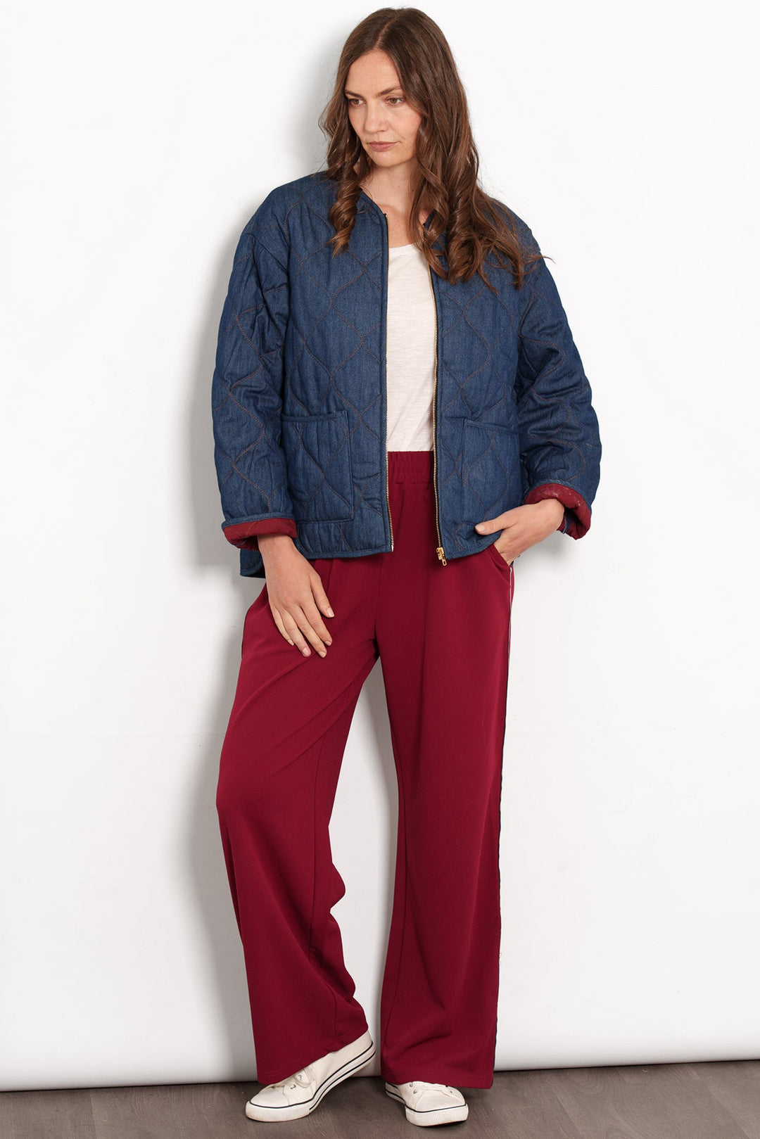 Lori Quilted Jacket- Dark Blue, Denim