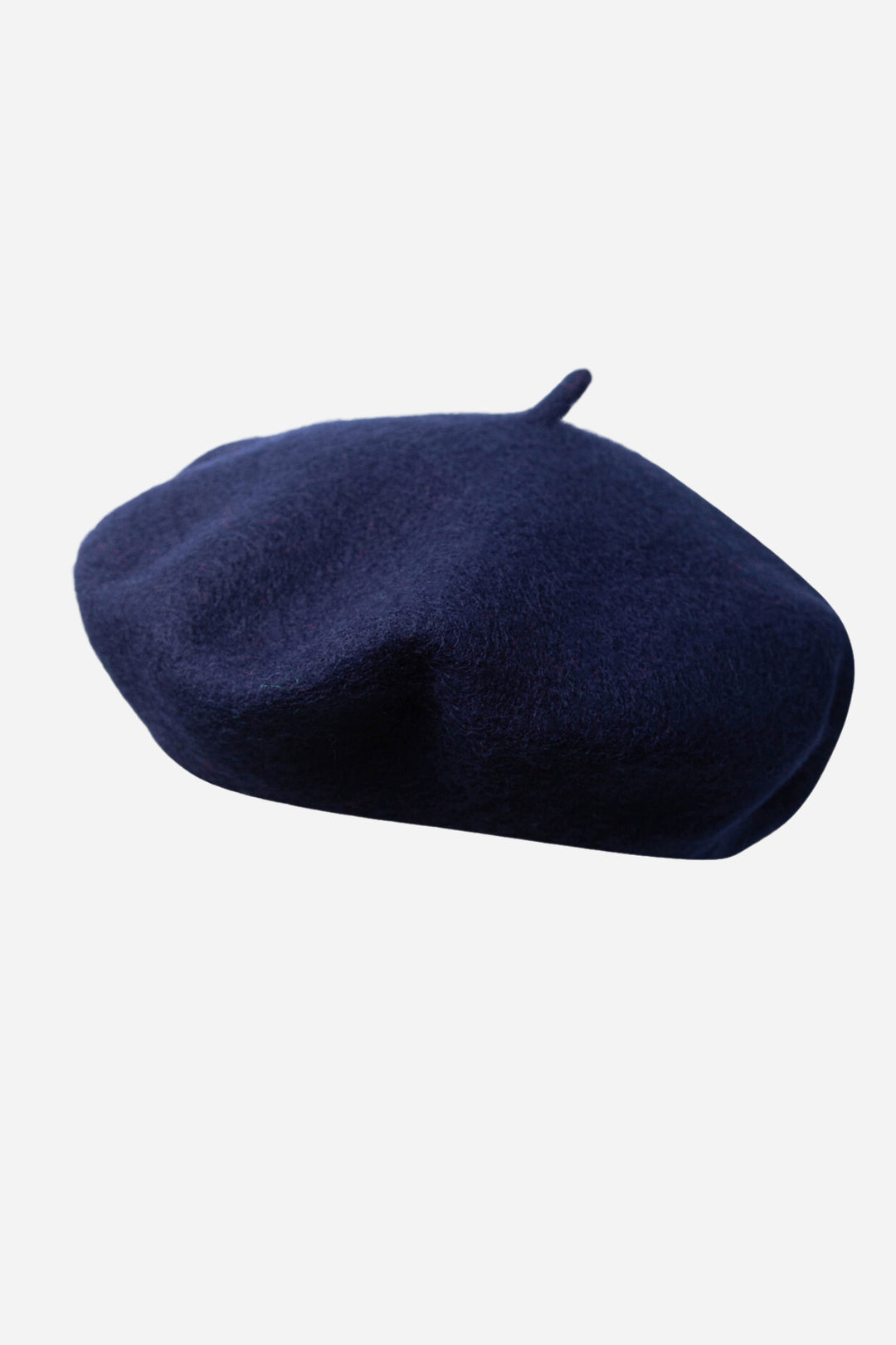 plain navy blue wool blend beret hat