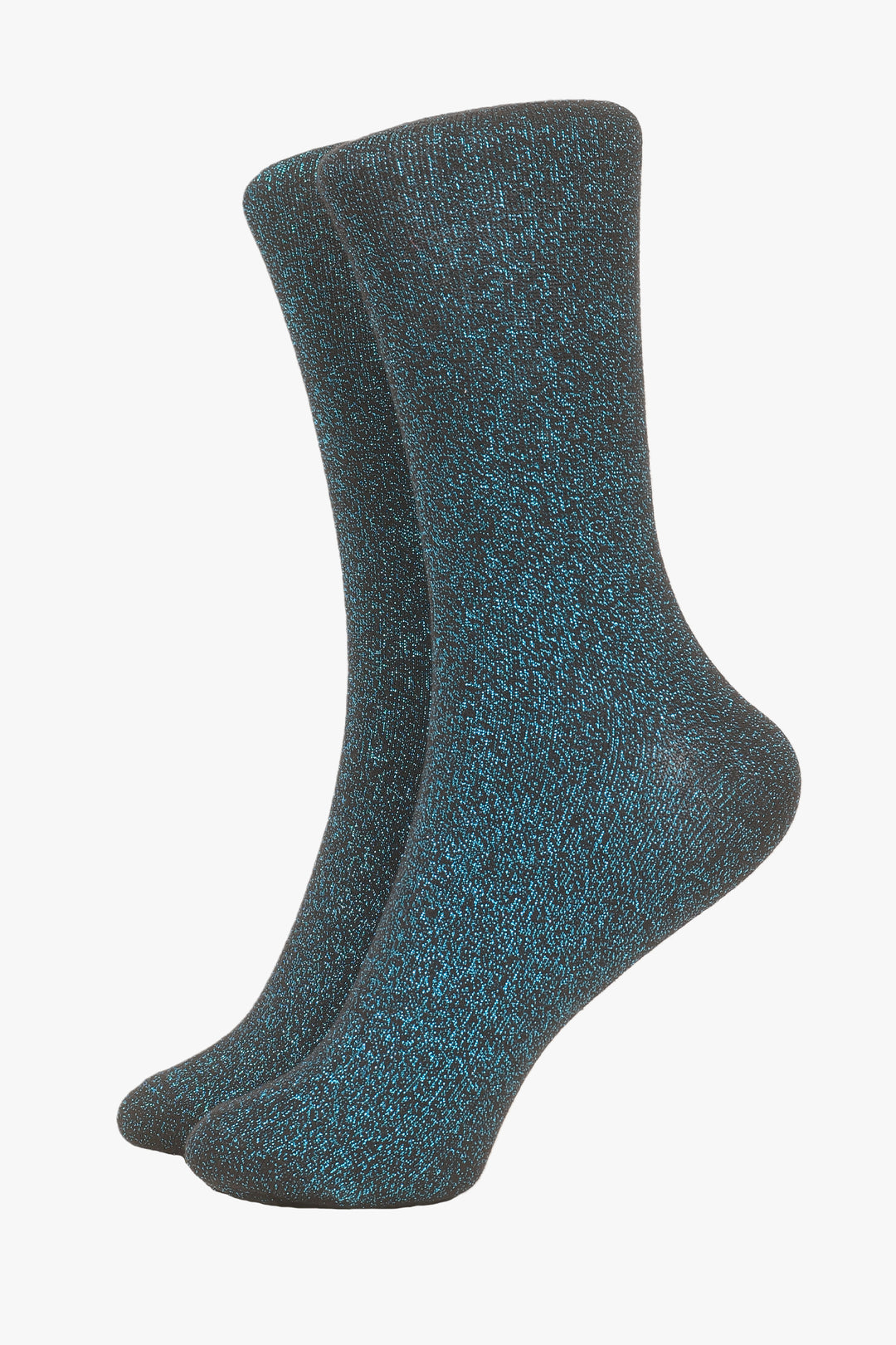 Black Turquoise All Over Glitter Socks