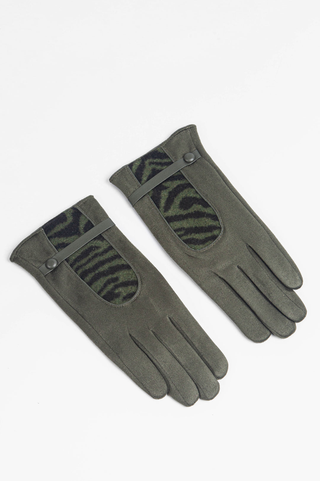 Khaki Animal Print Insert Gloves