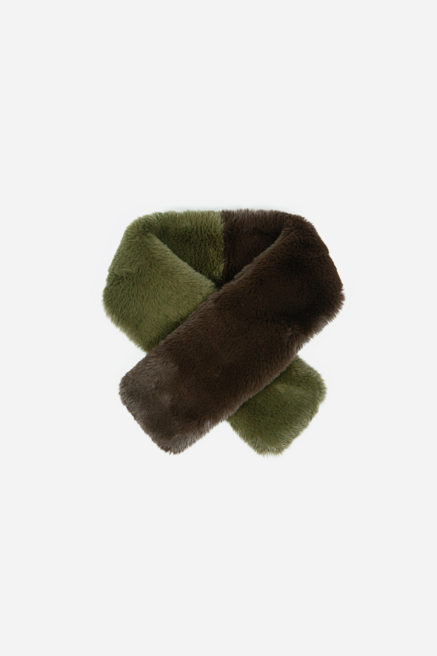 Khaki Brown Colour Block Short Tuck Through Faux Fur