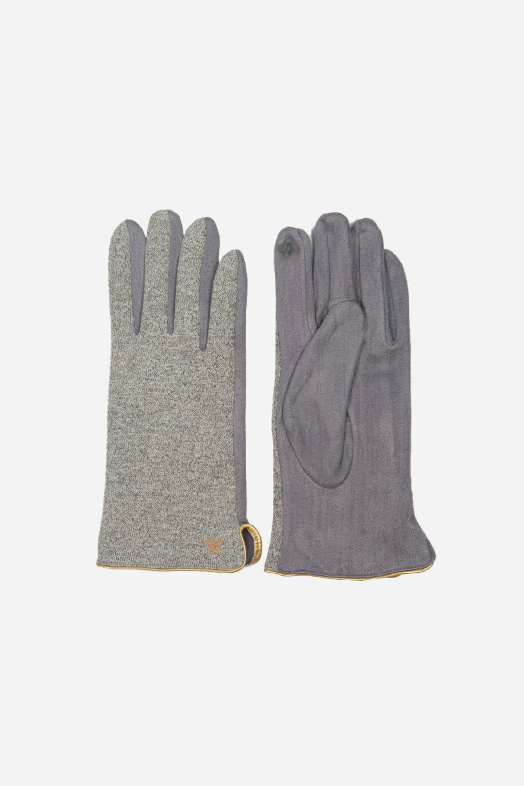 Light Grey Gold Star Trim Detail Gloves