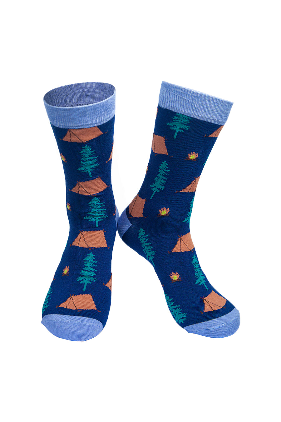 Mens Bamboo Camping Socks Novelty Hiking Socks Blue