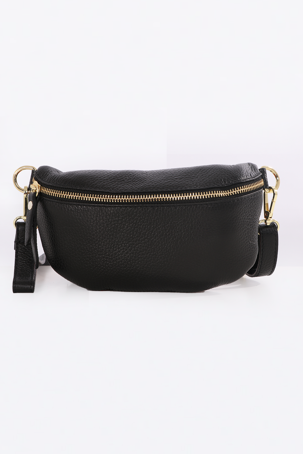 Black Genuine Italian Leather Half Moon Crossbody Bag – MSH Wholesale