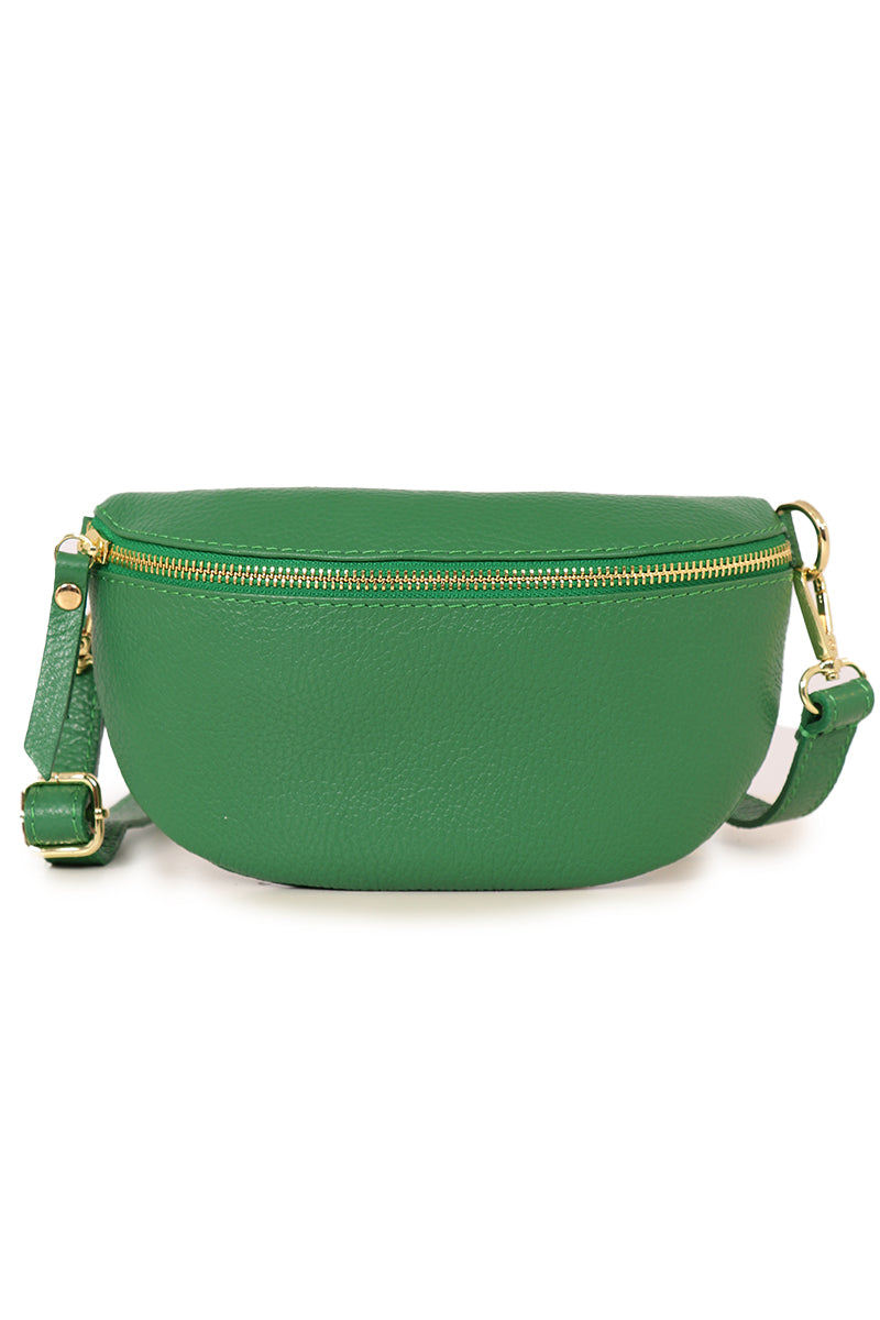 Bright Green Genuine Italian Leather Half Moon Crossbody Bag – MSH ...