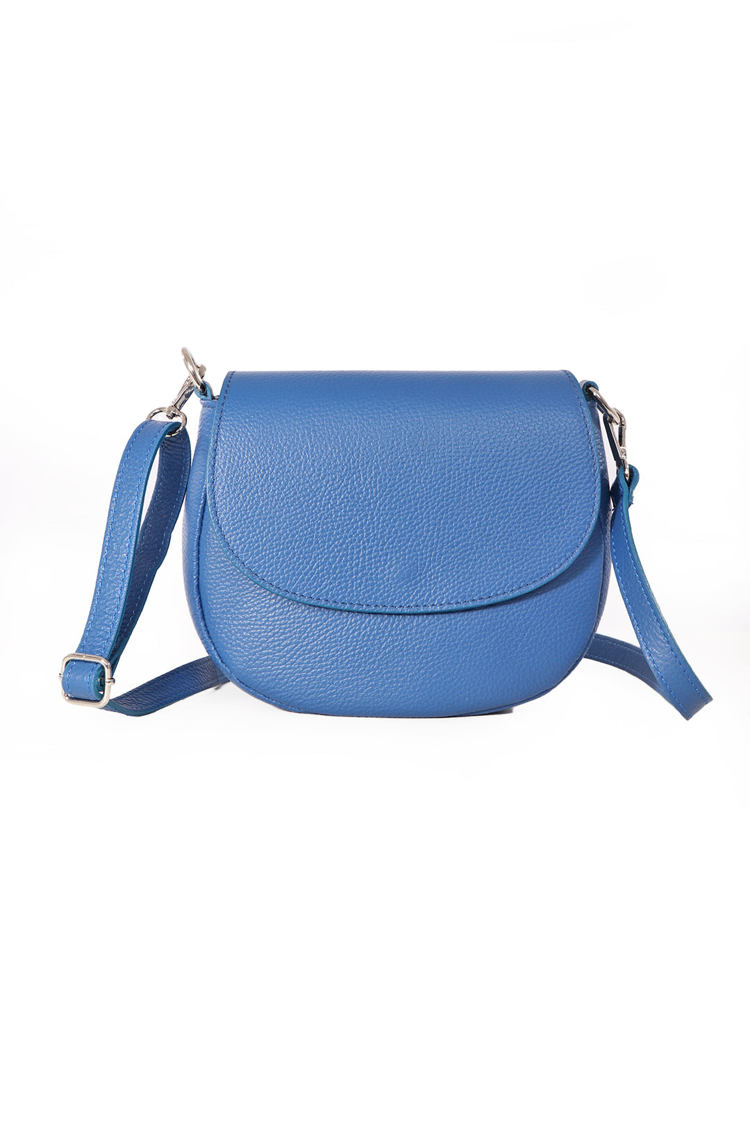 Royal Blue Genuine Italian Leather Crescent Shaped Crossbody Bag