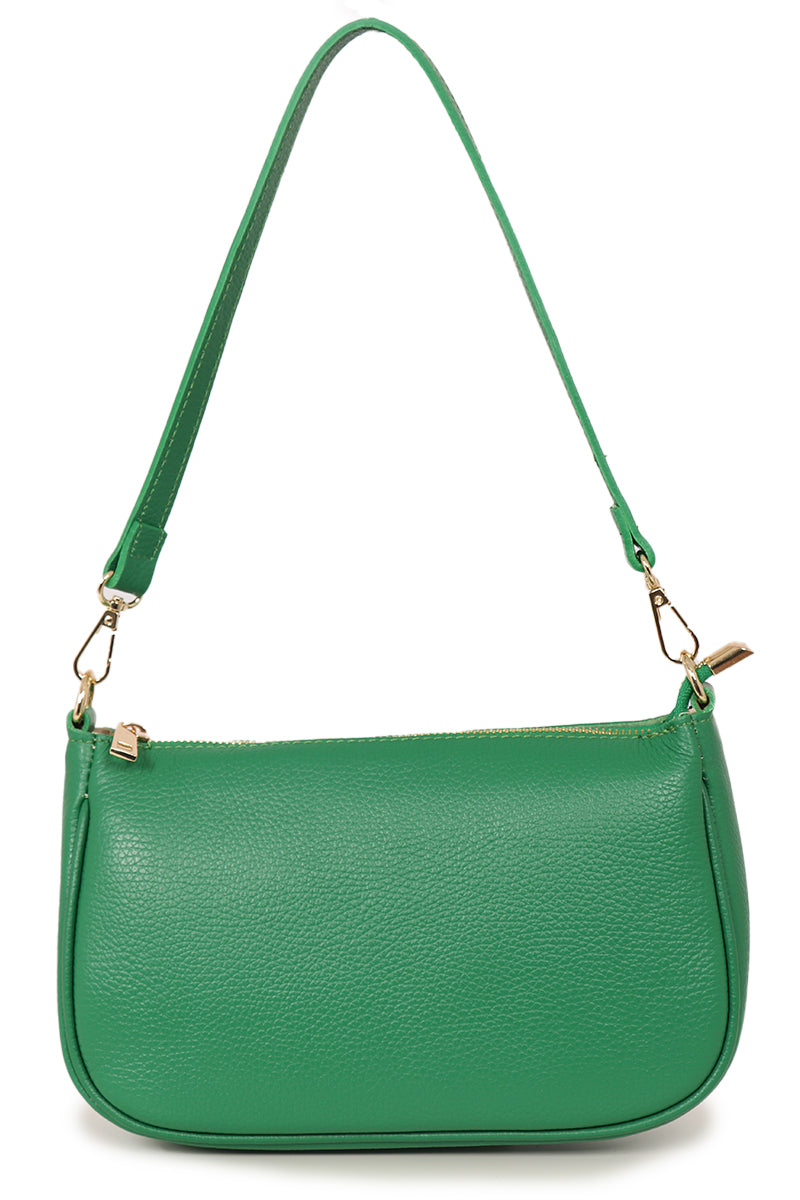 Bright Green Genuine Italian Leather Baguette Bag