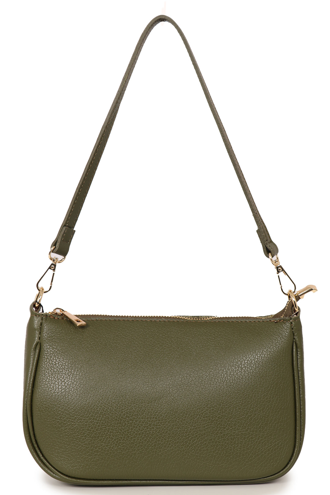 Khaki Italian Leather Baguette Bag