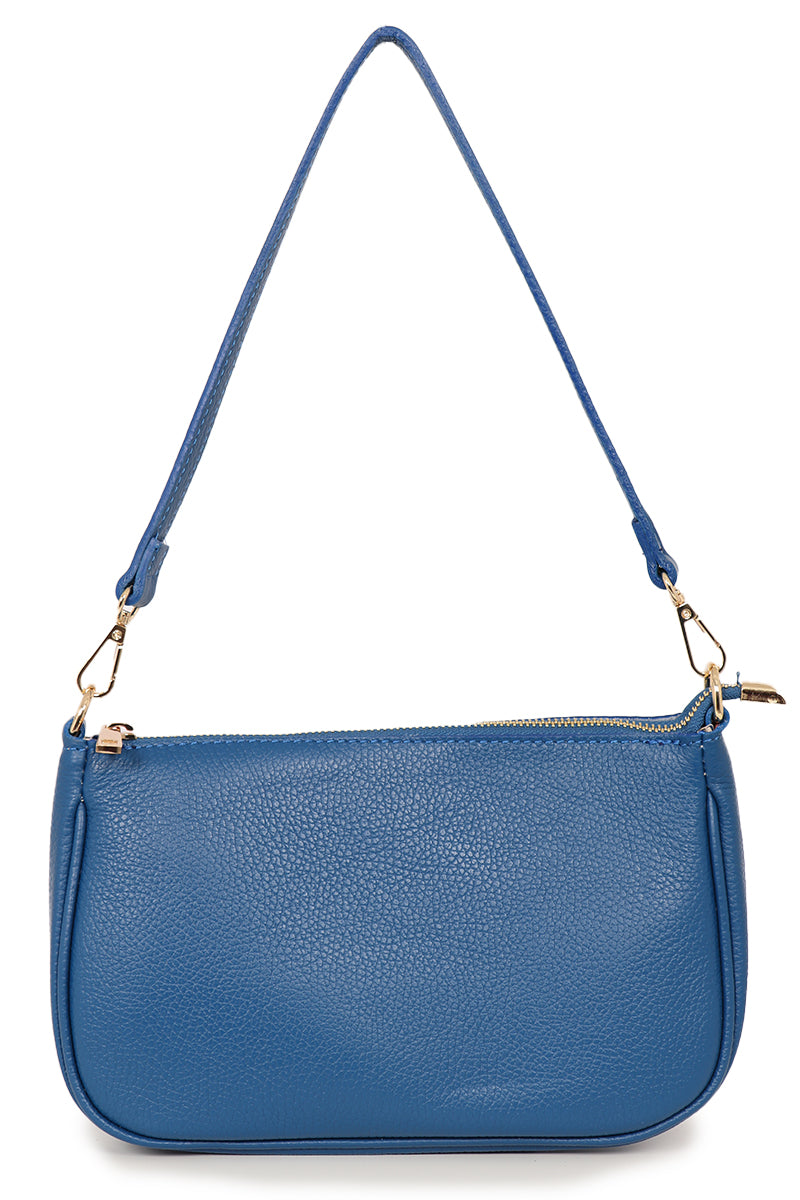 Royal Blue Genuine Italian Leather Baguette Bag