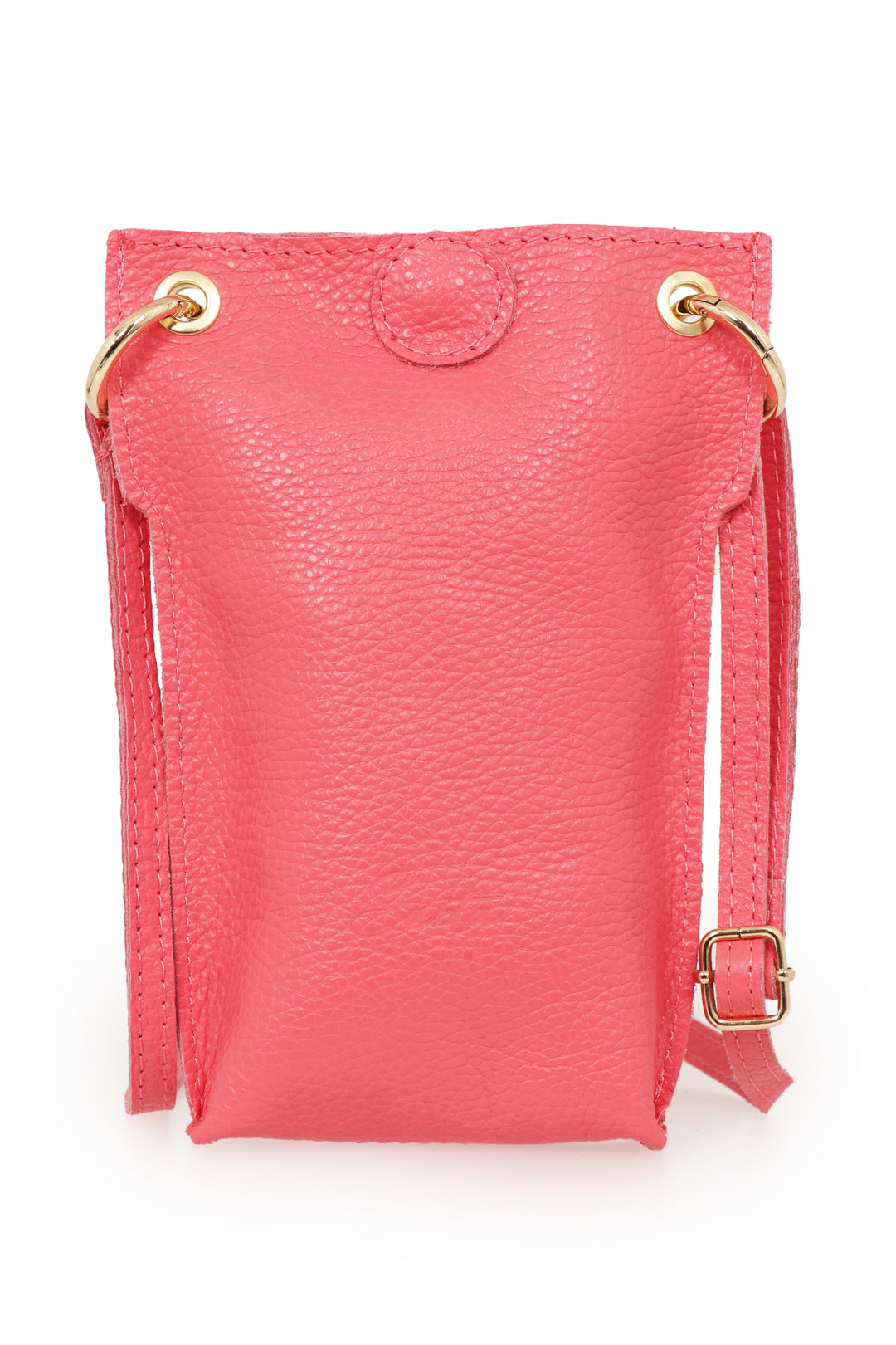 Coral Genuine Italian Leather Crossbody Phone Pouch