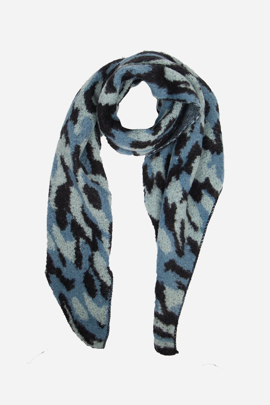 Blue Camouflage Print Blanket Scarf