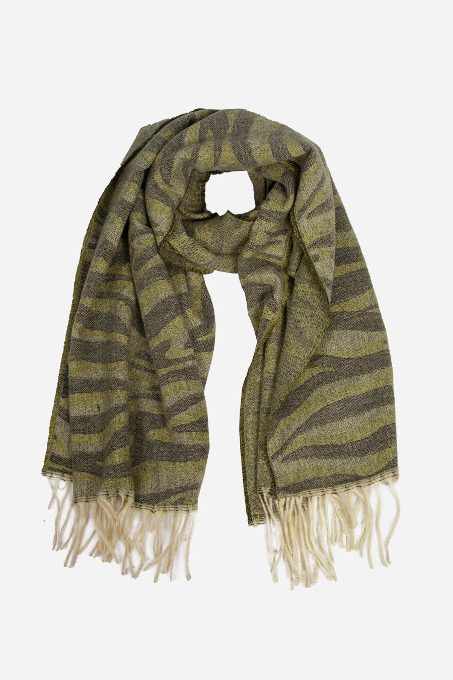 Khaki Zebra Print Blanket Scarf