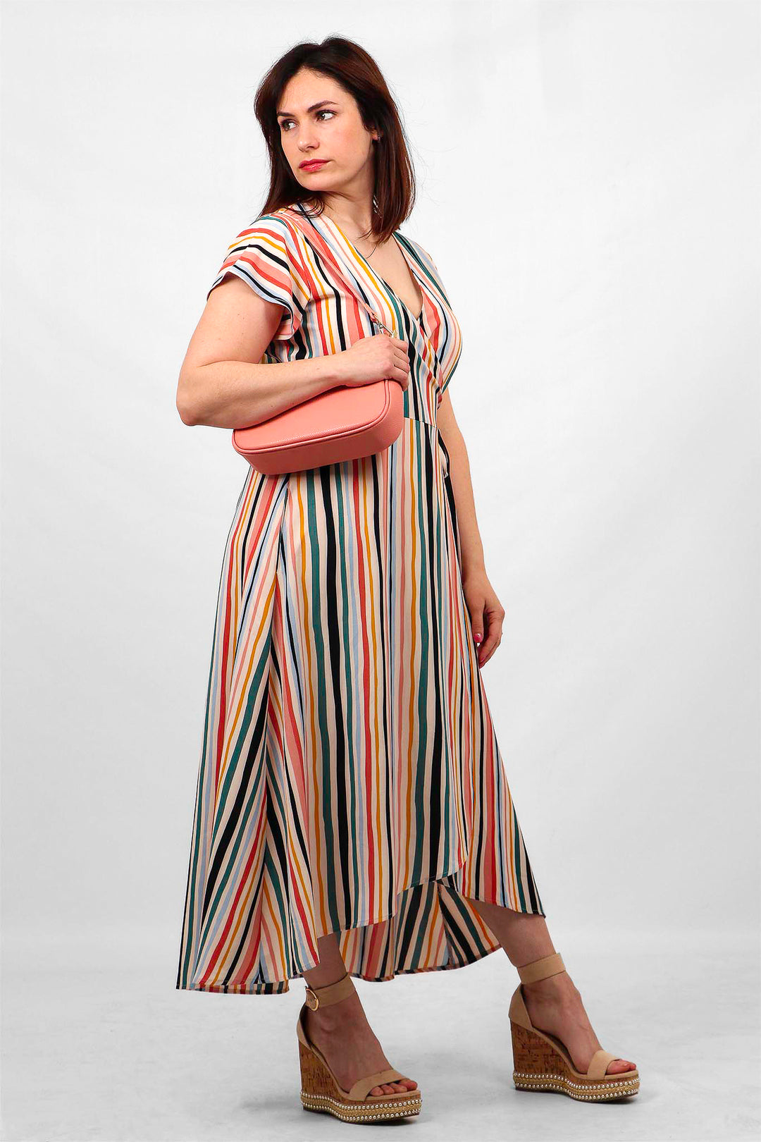 Wrap Dress - Cream/Multi, Stripe