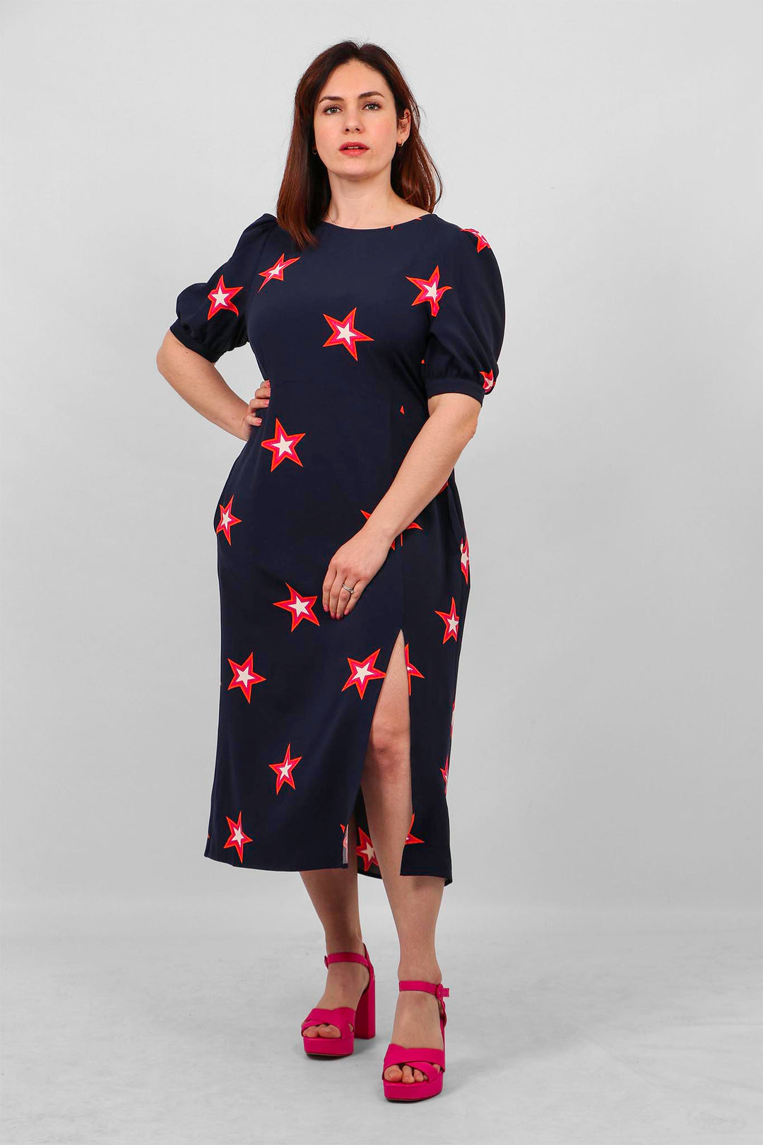 Blue Star Outline Print Tea Dress