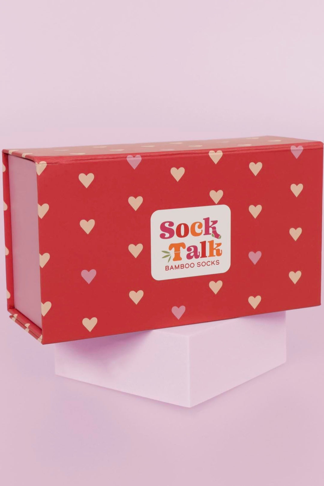 Red Pink All Over Heart Print Sock Talk Gift Box (Box Only)