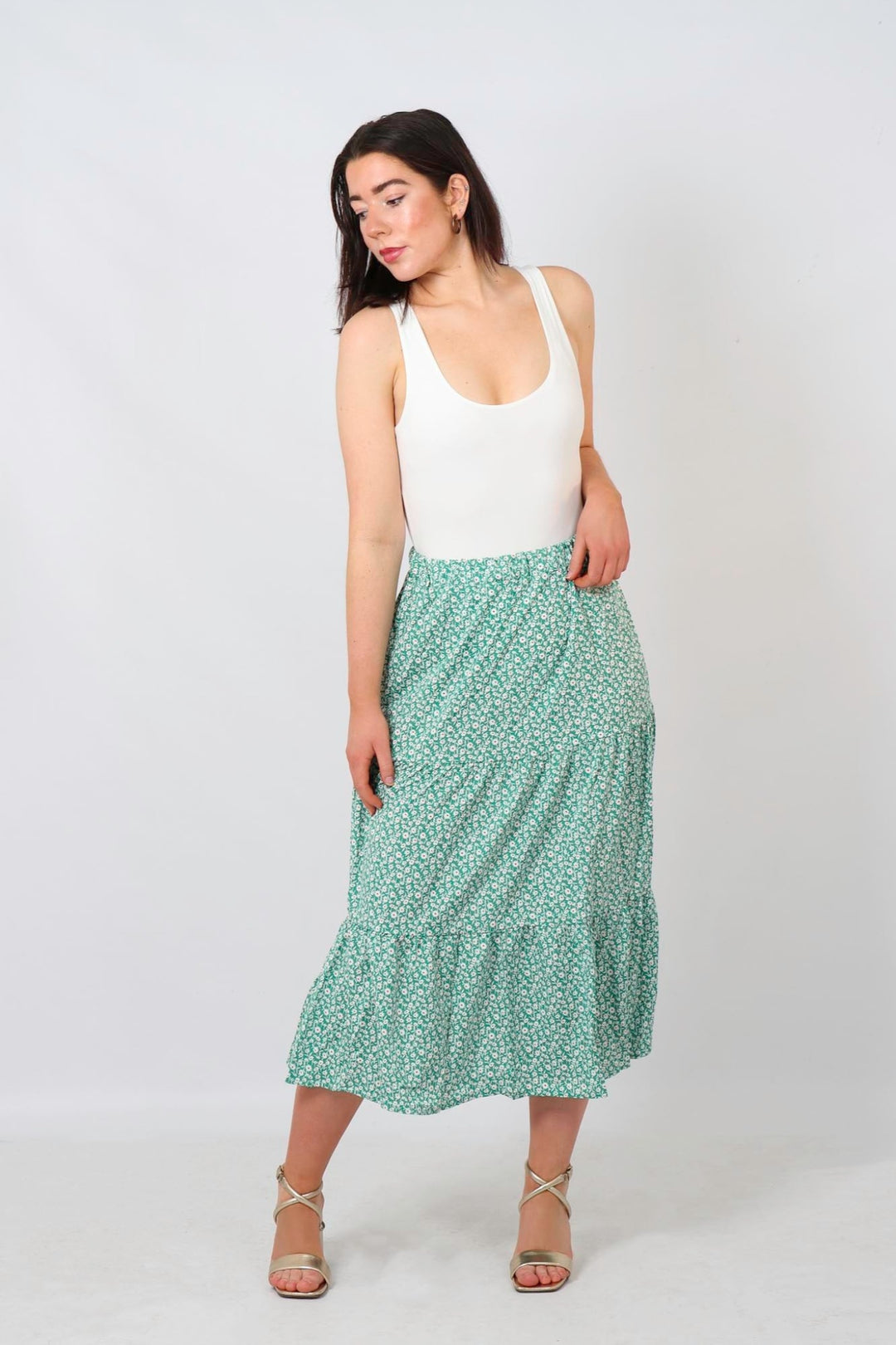 Daisy Print Tiered Skirt