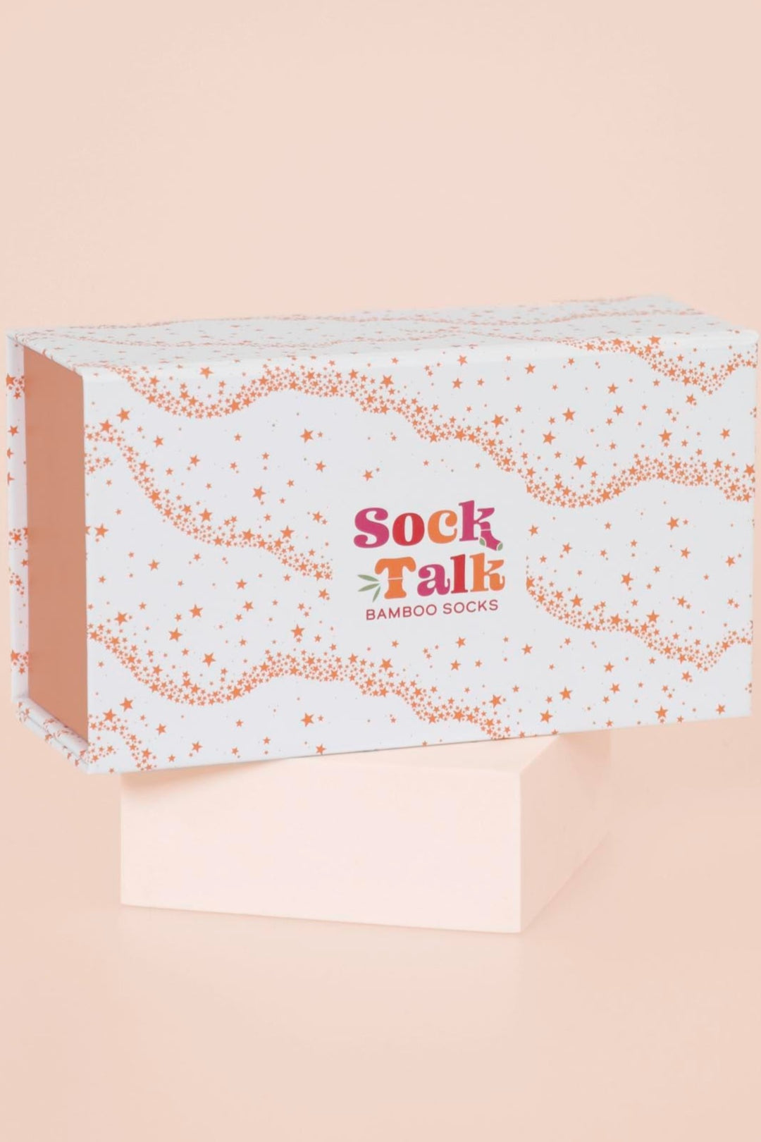 Cream Gold Star Wave Print Sock Talk Gift Box (Box Only)