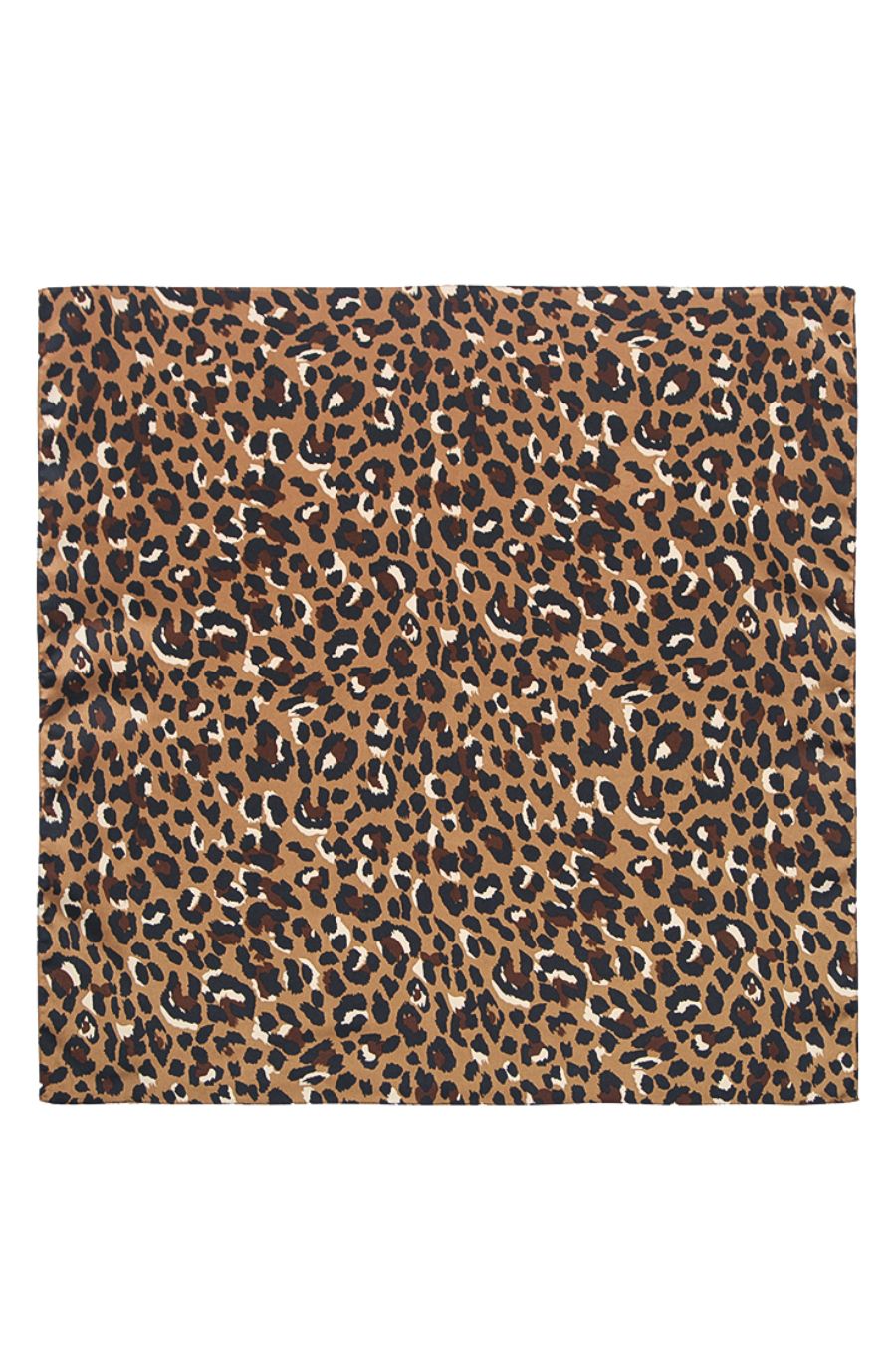 Leopard Print Faux Silk Square Scarf in Brown