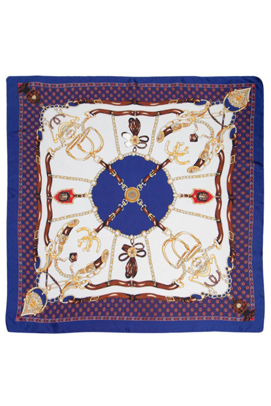 Blue Nautical Faux Silk Square Scarf