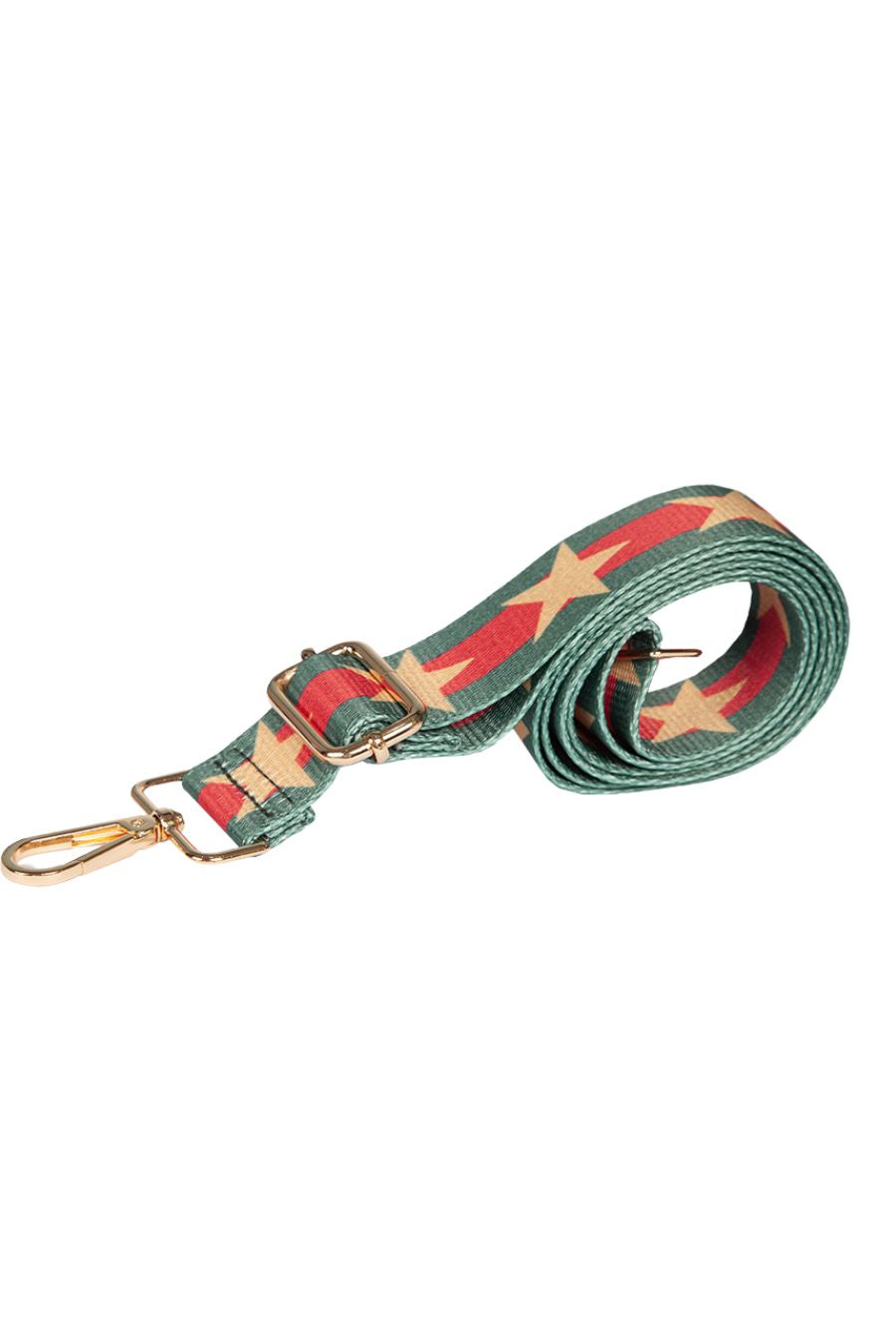 Green Red Double Stripe and Large Star Print Bag Strap