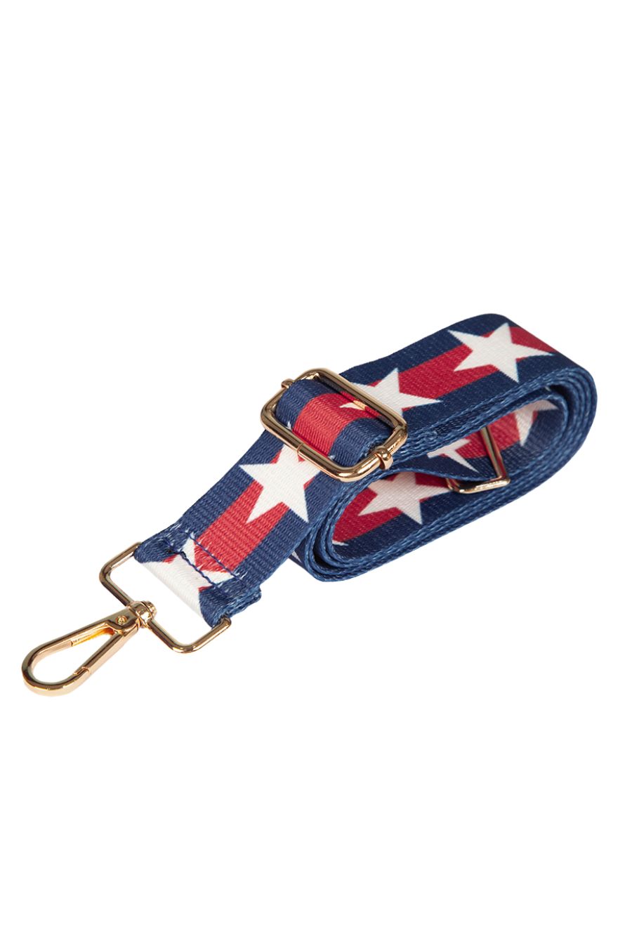 Navy Blue Red Double Stripe and Large Star Print Bag Strap