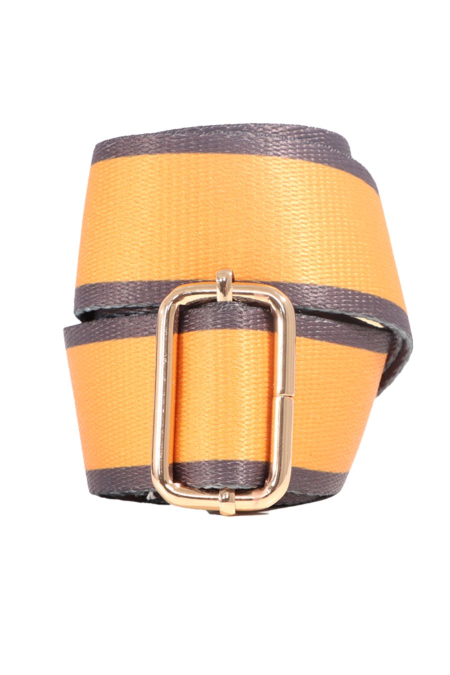 Mustard Dark Grey Colour Block Border Stripe Bag Strap