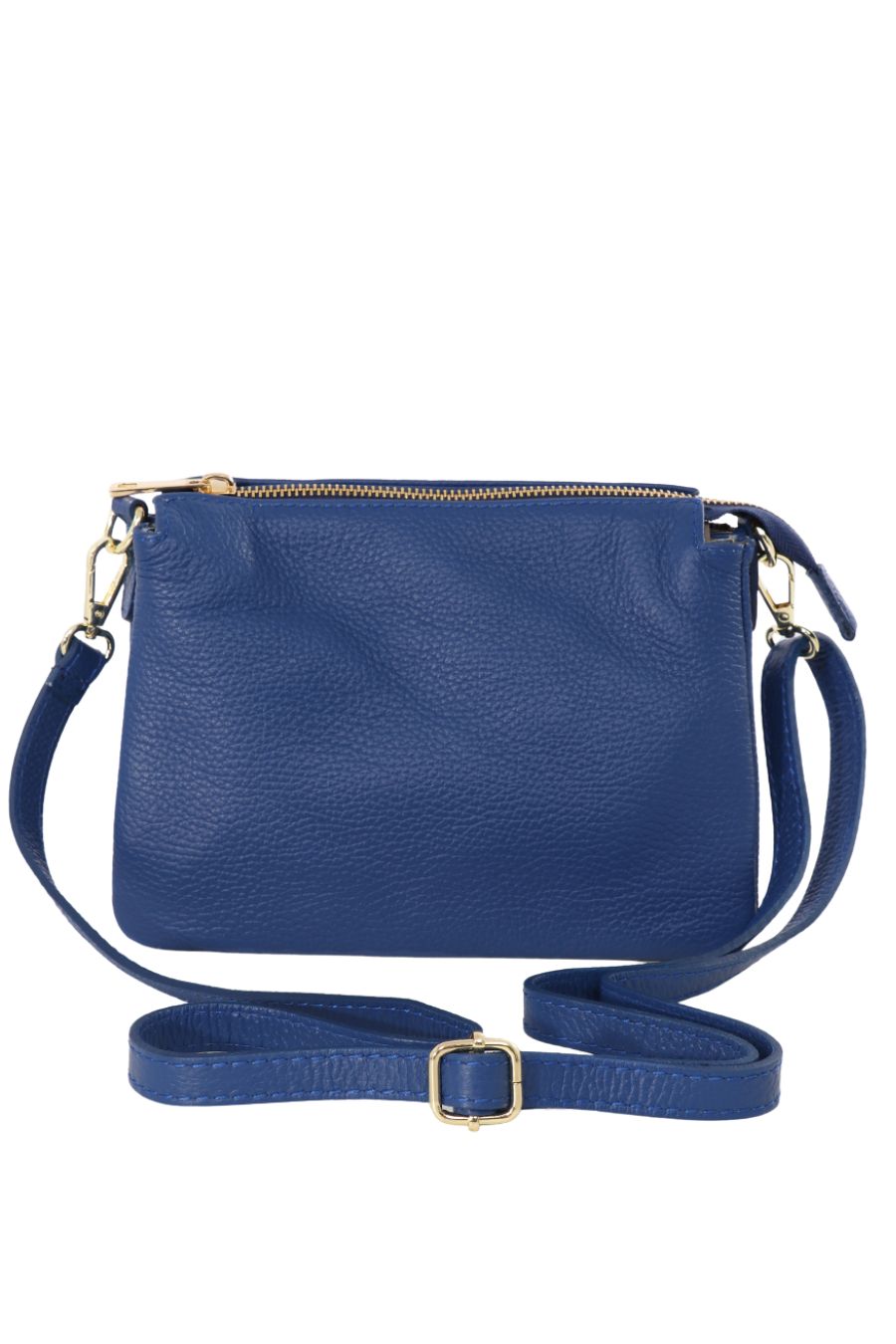 Royal Blue Genuine Italian Leather Triple Section Crossbody Bag
