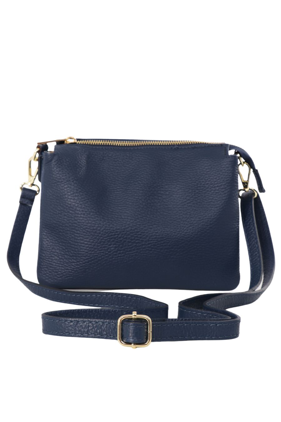 Sarta 100% Italian Leather Crossbody Bag Navy Blue Zip Closing Handbag ...