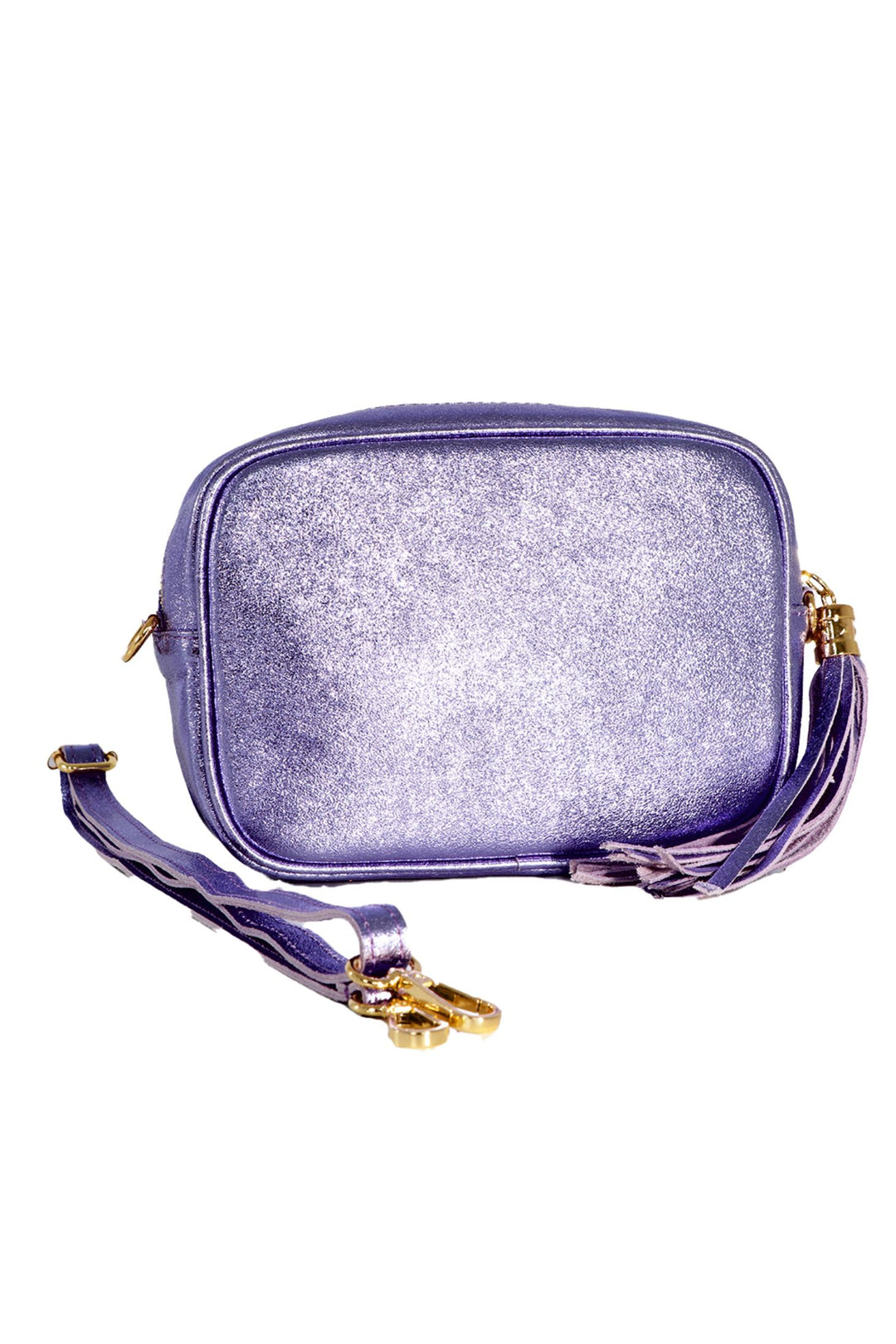 Metallic Lilac Genuine Italian Leather Camera Bag
