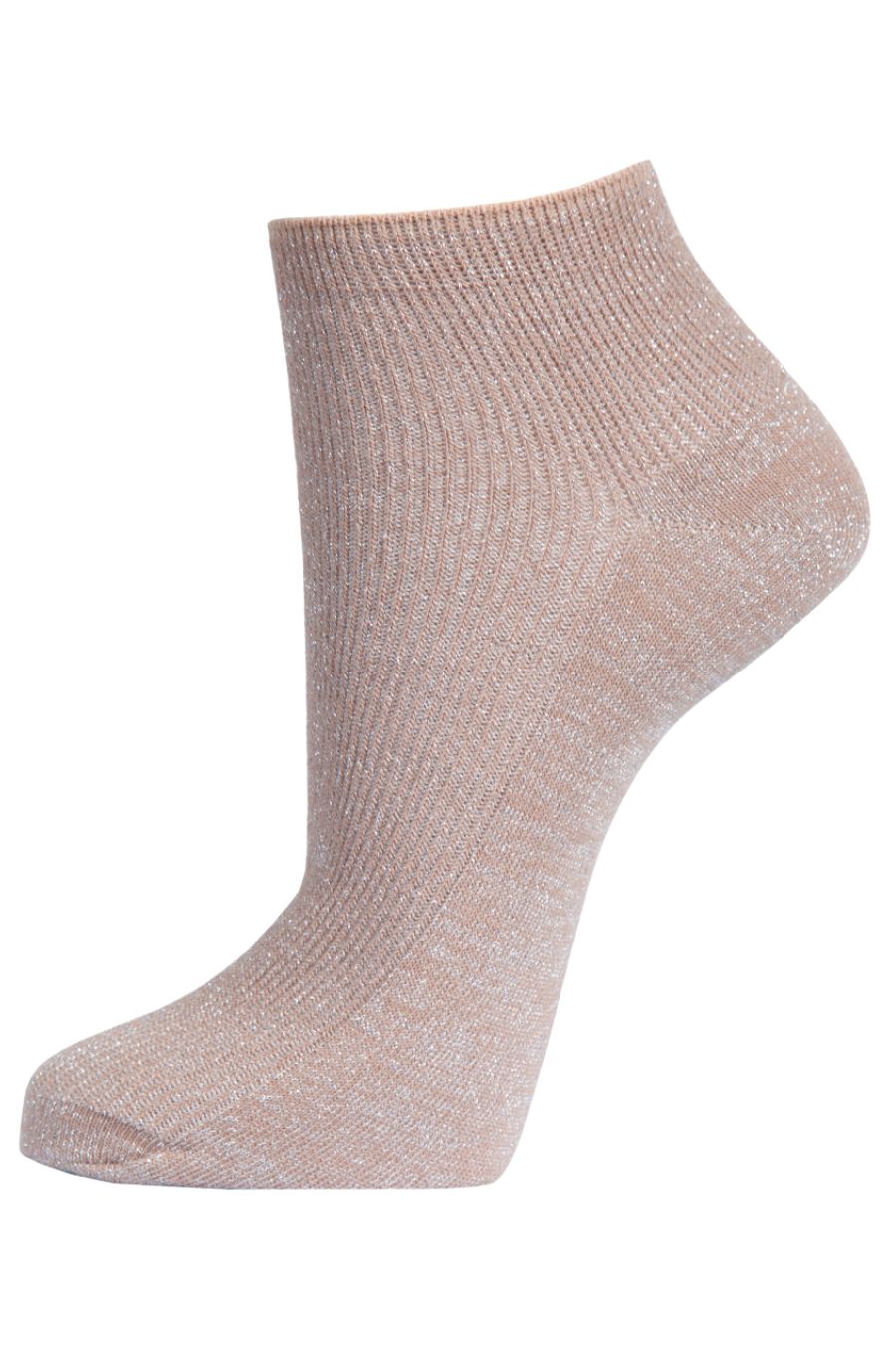 beige anklet trainer socks with an all over silver glitter sparkle