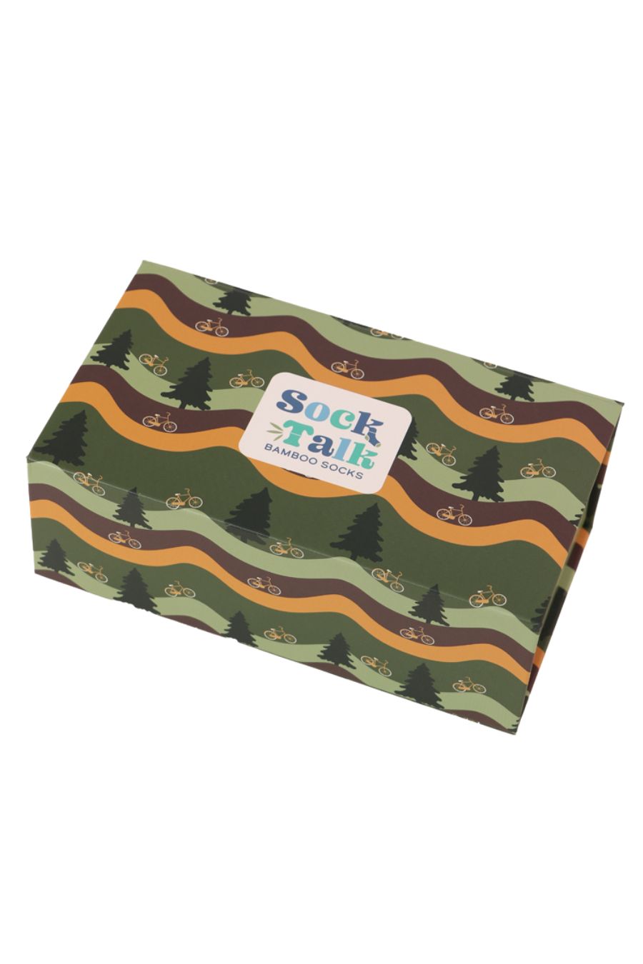 Forest and Bike Print Sock Talk Gift Box (Box Only)